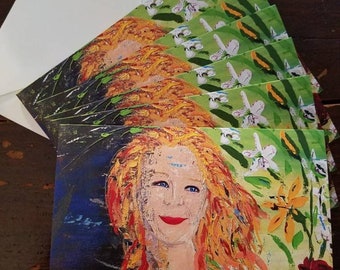 Persephone Moderne - package of 6 blank greeting cards by Theresa Wells Stifel