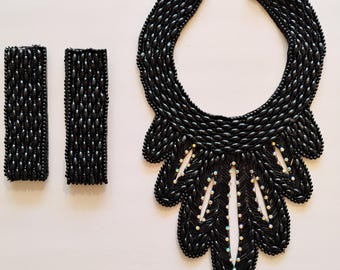 Beaded 1930s/1940s Bib and Cuff Set Dead Stock New Old Stock - Etsy