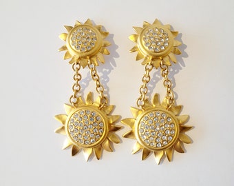 Karl Lagerfeld Crystal Sunflower Clip Earrings