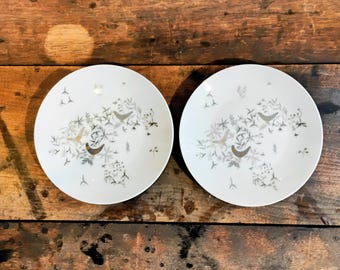 Set of Two Small Birds On Trees Rosenthal Plates by Raymond Loewy