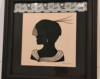 Fashionable Lady by David Jenkins DBJ1694 framed original silhouette art