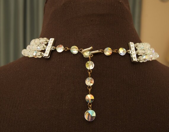 Gorgeous Triple Strand Crystal Choker - image 2