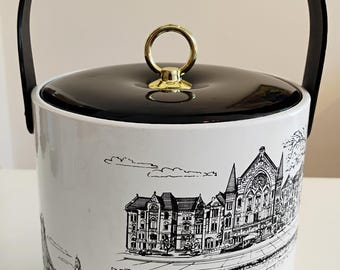 Black and White Vinyl Cincinnati Ohio Landscape Ice Bucket TWSBW-8