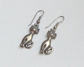 Hand Carved Kitty Earrings