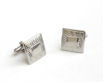 Embossed Silvery Square Cufflinks