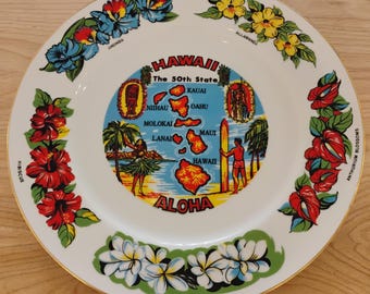 The 50th State Hawaii Souvenir Plate W1.35