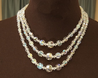Gorgeous Triple Strand Crystal Choker