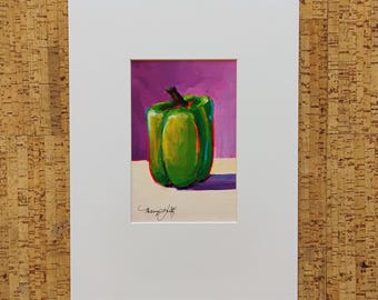 Marge Holtz Green Pepper #101 Original Acrylic on Paper