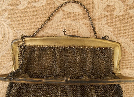 Antique Sterling Silver Mesh Handbag Purse - image 5