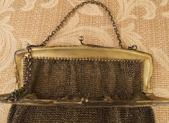 Antique Sterling Silver Mesh Handbag Purse - image 5
