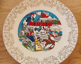 Delaware the Blue Hen State Souvenir Plate W1.81