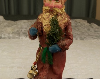 Hand Crafted Papier Mache Santa Figurine mcl