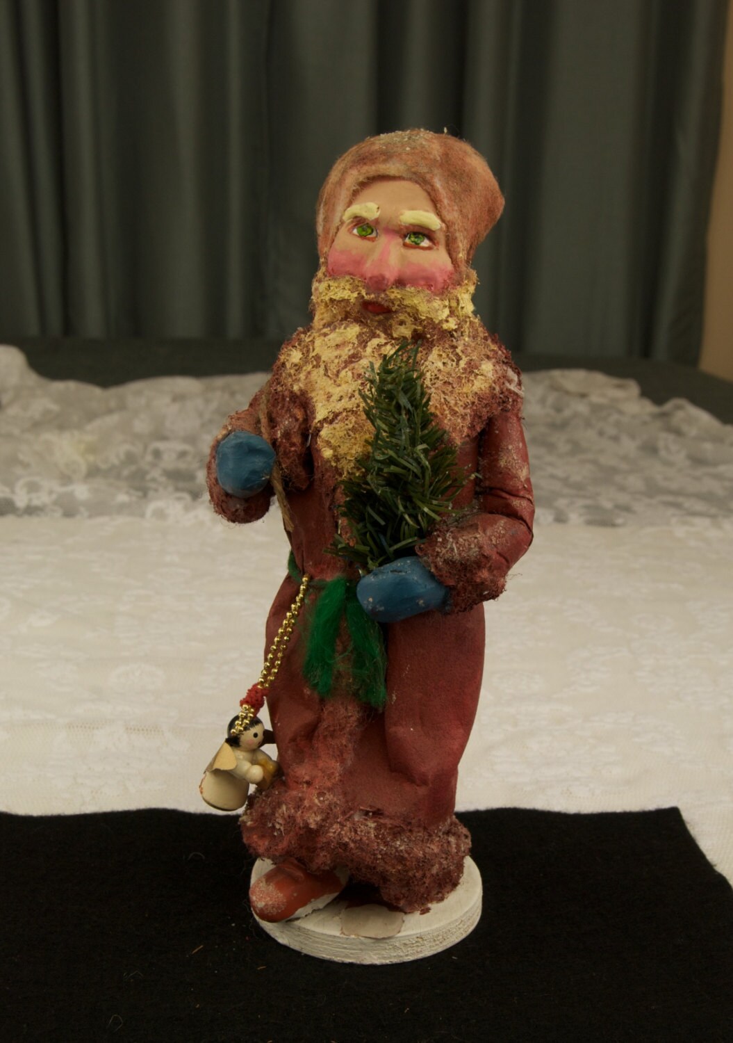 Hand Crafted Papier Mache Santa Figurine mcl