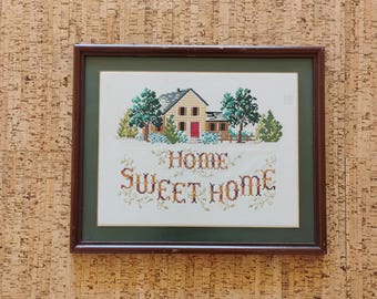 Home Sweet Home Framed Vintage Cross Stitch