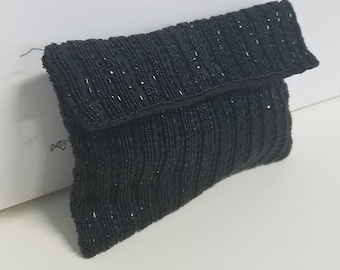 Sparkly black beaded clutch