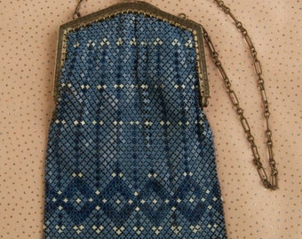 SALE WAS 225 Beautiful Blue Mesh Flapper Bag dur