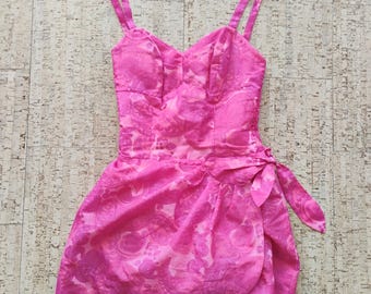 Kahala Vintage New Old Stock Hot Pink Paisley One Piece Swimsuit SW-4