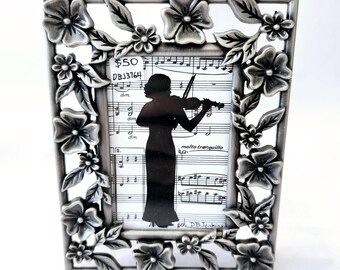 Violinist Mini Silhouette by David Jenkins DBJ3764 framed original art
