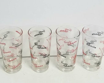 Retro Cool Schenley Bar Glasses - Set of 4