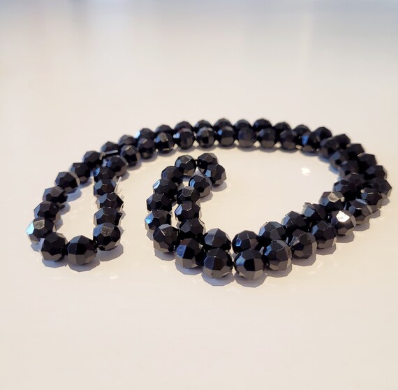 Imitation Jet Black Faceted Bead Necklace and Bra… - image 6