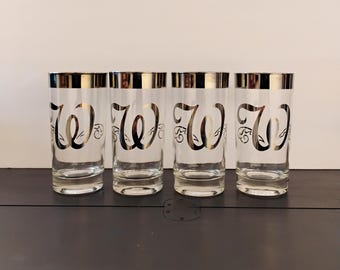 Set of 4 Vintage "W" Drinking Glasses TWSBW-51