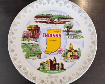 Indiana the Hoosier State Vintage Souvenir Plate W1.184