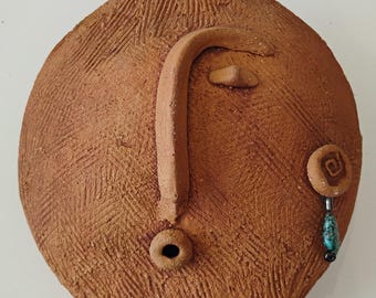 Signed Modernist Terra Cotta Head Vase