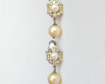 Vendome Crystal and Pearl clip on earrings