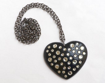 Big Rhinestone Heart Pendant and Chain