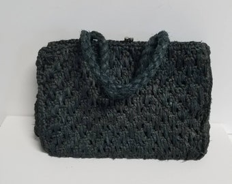 Handbag Black Raffia w/ built in Coin Purse