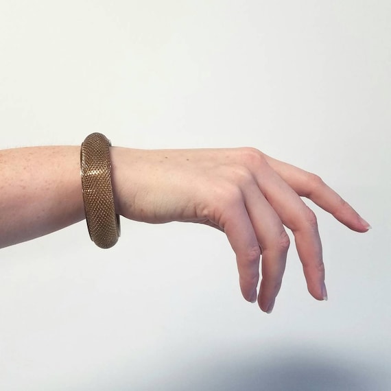 Brass Mesh Bangle Bracelet - image 1