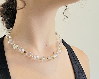 Vendome Crystal Choker with golden bead and crystal accents. Perfect for wedding or daily sparkle.
