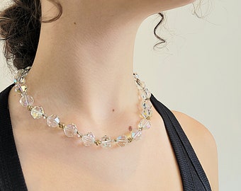 Vendome Crystal Choker with golden bead and crystal accents. Perfect for wedding or daily sparkle.