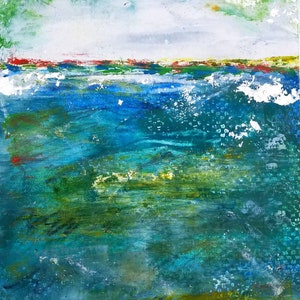 Emerald Surf oil and cold wax by Theresa Wells Stifel