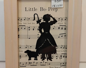 Little Bo Peep Silhouette by David Jenkins DBJ3130 framed original art
