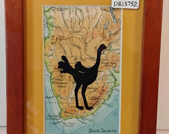 Wildly Wonderful Ostrich Silhouette by David Jenkins DBJ3752 framed original art