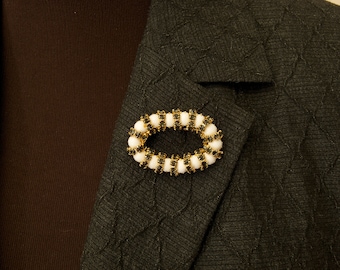 Vintage Oval Rhinestone Brooch Pin