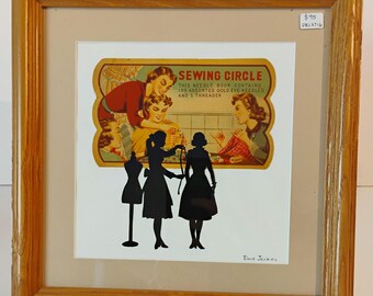 Sewing Circle Silhouette by David Jenkins DBJ3716 framed original art