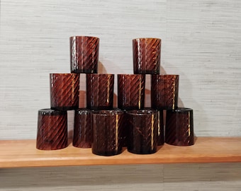 Set of 13 Vintage Amber Acrylic Glasses TWSBW-47