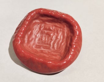 Strawberry Red Midcentury Textured Coat Shank Button 24126A