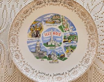 Illinois Vintage Souvenir Plate W1.135