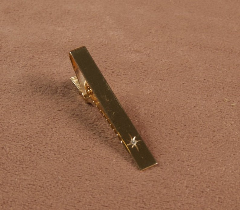 Vintage Anson 14K Gold Tie Bar with Diamond Accent dixon image 1