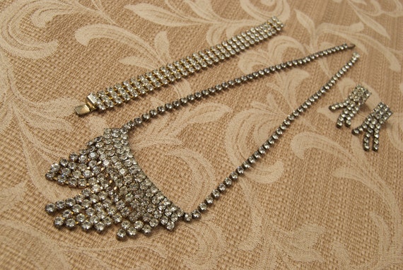 Beautiful 3 Piece White Rhinestone Set