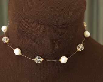 Vintage Faux Pearl and Crystal Choker