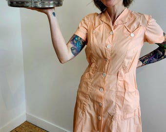 Peachy keen waitress dress uniform by Angelica DB.5