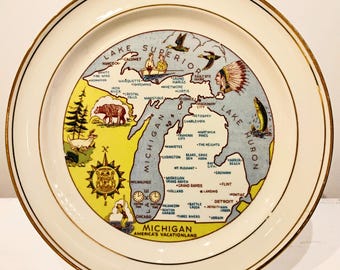 Michigan America's Vacationland Souvenir Plate W1.22
