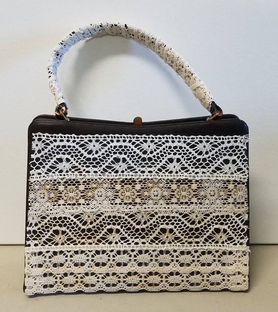 Upcycled lace handbag, midcentury bag by Dorian m… - image 2