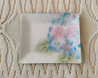 Japanese Tutanka Enamel Cloisonne Hydrangea Trinket Tray B1.16