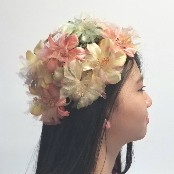 Peachy Floral Clamp Hat - image 3