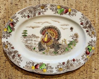 Traditional Transferware Turkey Platter